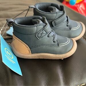 Munchkin Navy and Tan Baby Walker High-Top Shoes